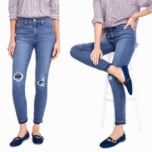 J. Crew High Rise Toothpick Distressed Jeans